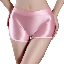 Metelam Women's Oil Shiny Glossy Sports Underwear Boyshorts Stretch Boxer Shorts Panties