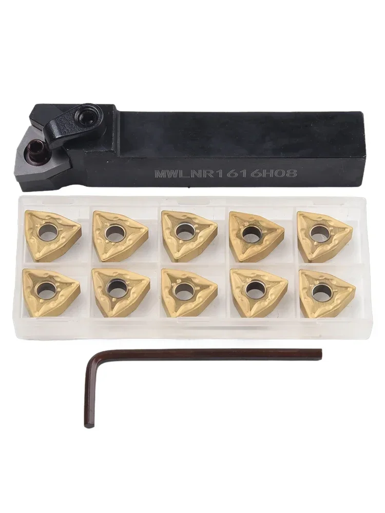 

Professional Carbon Steel Lathe Turning Tool Kit with MWLNR1616H08 Holder and 10 WNMG432 WNMG080408 Carbide Inserts