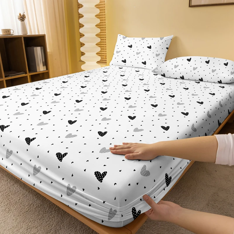 1 piece of white heart patterned frosted bedsheet, bedroom printed bedspread, bedding (excluding pillowcases)