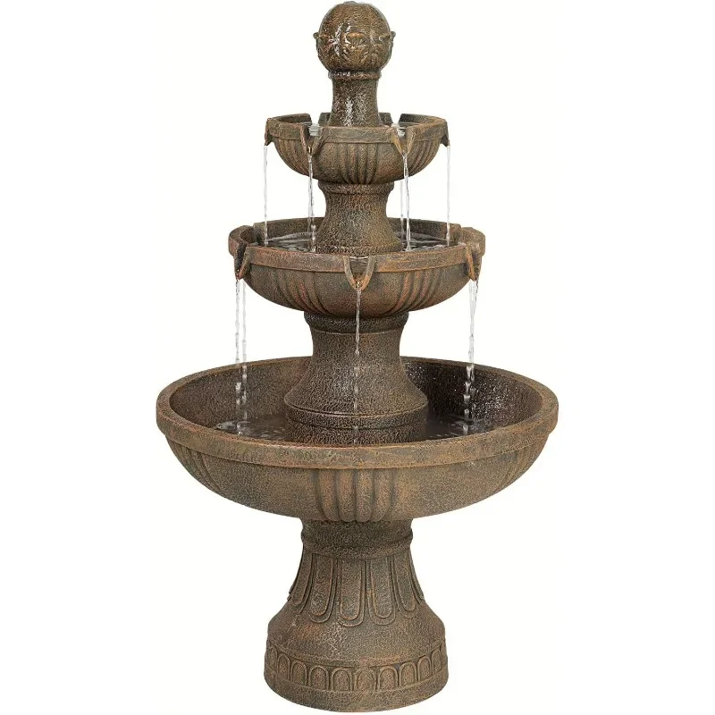 

Outdoor Floor Bubbler Fountain and Waterfalls 43" High 3 Tiered Cascading for Garden Patio Backyard Deck Home Lawn Porch