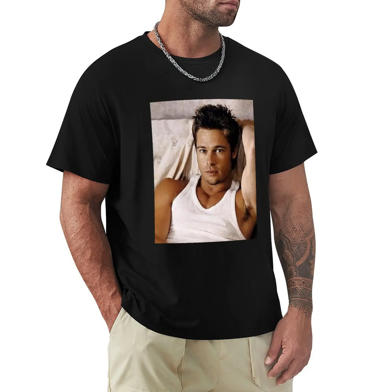 

brad pitt 90s T-Shirt plus size clothes graphic tee shirt man t shirt cute tops Men's cotton t-shirt