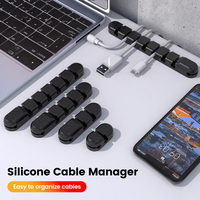 Usb Cable Organizer Wire Winder Silicone Tie Fixer Wire Management Organizador Cord Clip Office Desktop Phone Cables Holder