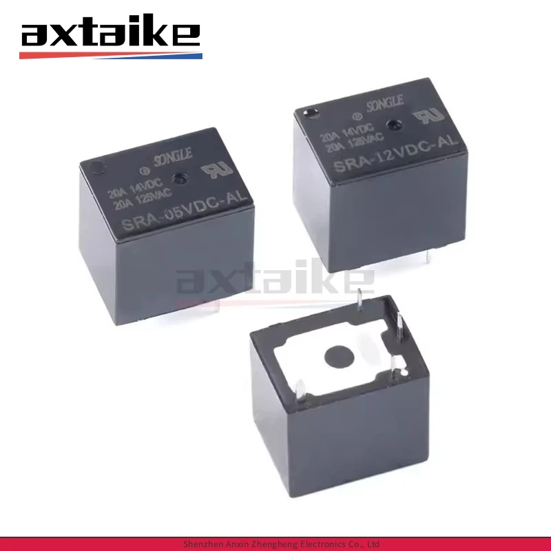5PCS 5V 12V 24V 4Pin SRA-05VDC-AL SRA-12VDC-AL SRA-24VDC-AL 20A 14V DC 125V AC Power Relay Black Automobile Relay Normally Open