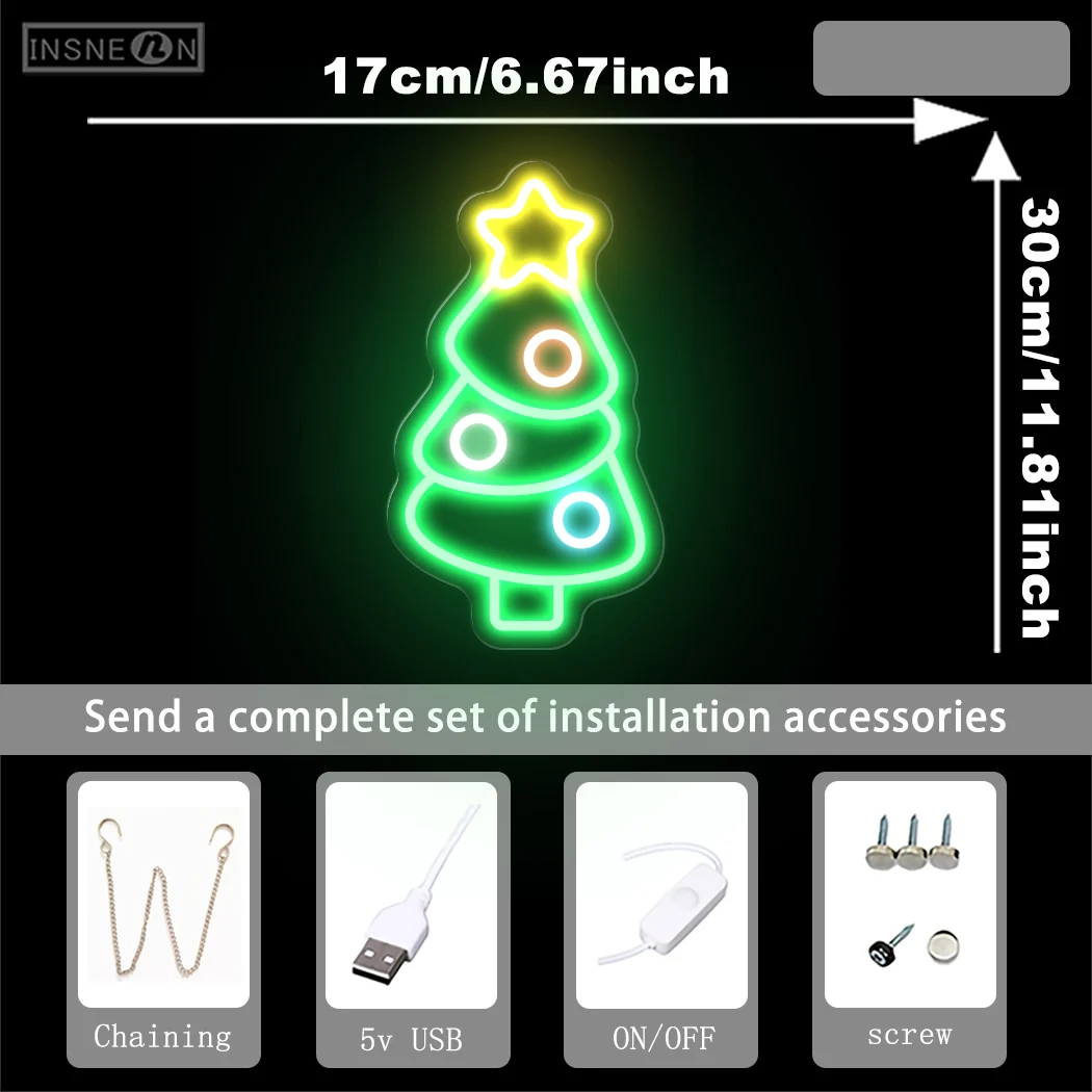 Christmas Tree Neon Sign Merry Christmas Gift Lights Art Signs For Home Bedroom Party Bar Store Club Lamp Christmas Party Light