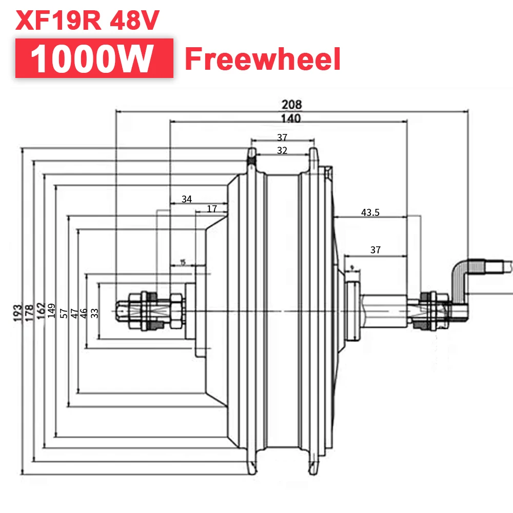 MXUS Wheel Hub Motor 48V Electric Bike Motor 36V 1000W Brushless Geared Motor E-bike Motor Freewheel Rear