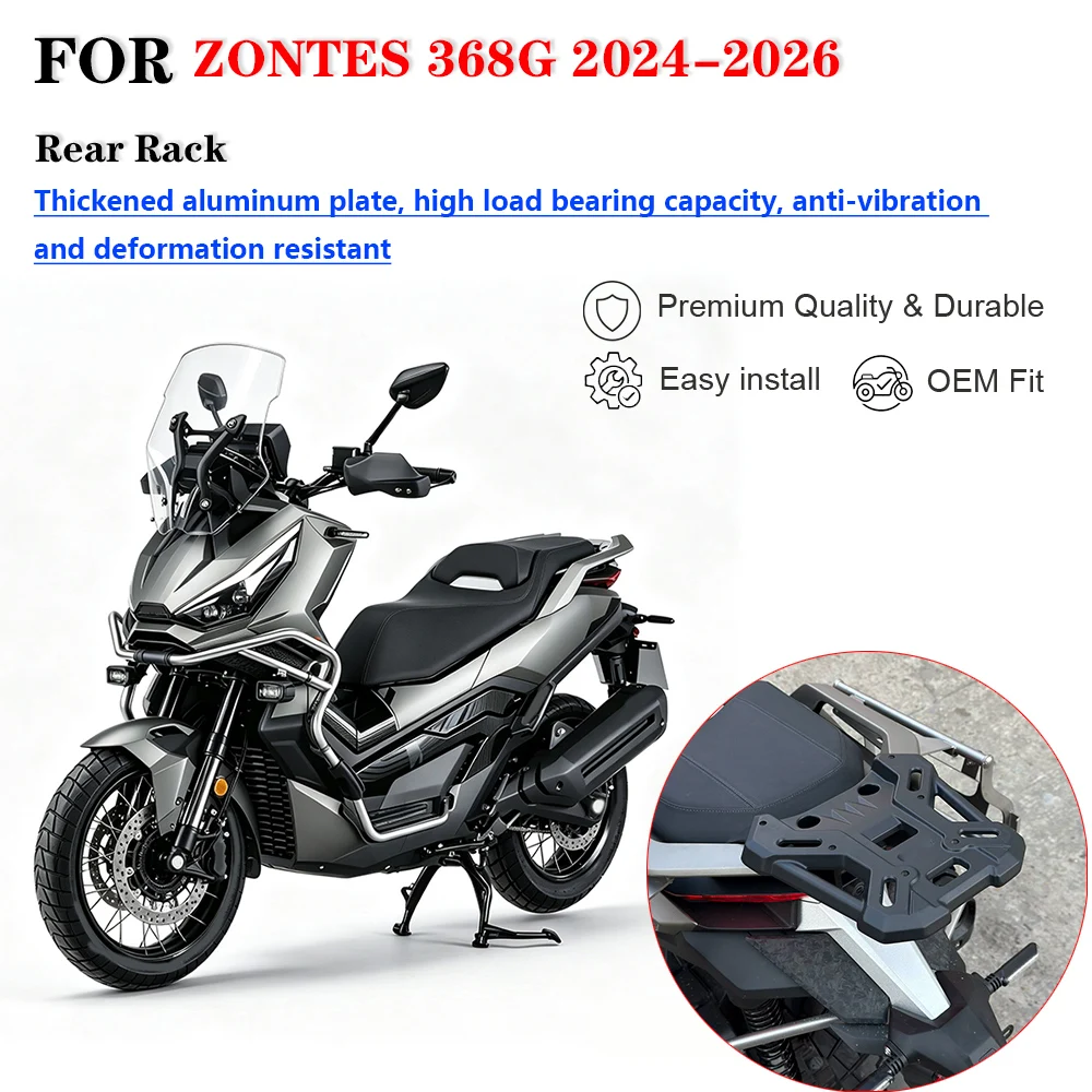 Motorcycle Modified Aluminum Rear Luggage Carrier Tail Box Mounting Base Plate For ZONTES 368G Scooter 2024 2025 2026