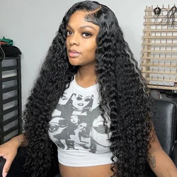 Perruque Lace Front Wig Naturelle Bouclée, Deep Wave, 13x6, 13x4, 30 Pouces, pour Femme, en Solde