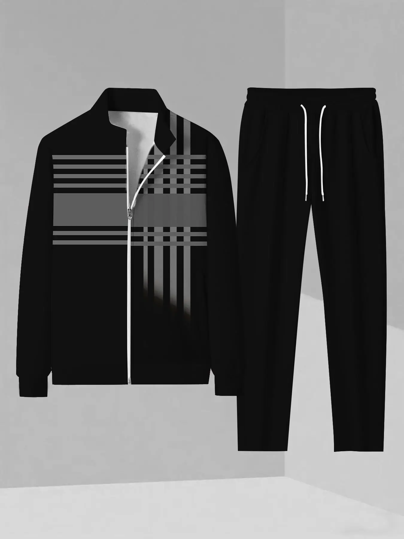 

2-piece set, European and American men's fashionable sports long-sleeved top and long pants set
