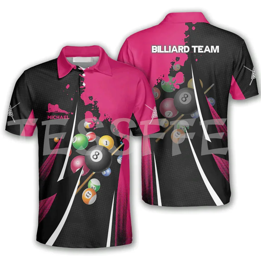 

Custom Name Billiards Sports Beer Game Player Retro 3DPrint Summer Tattoo Harajuku Polo Shirts Jersey Streetwear Short Sleeves L