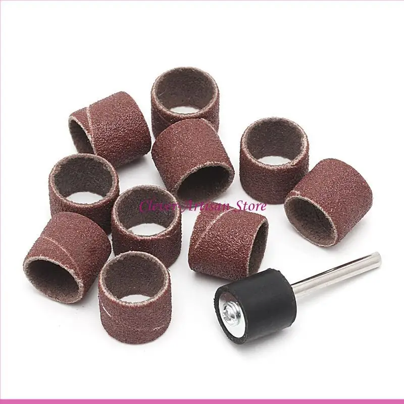 E06B 10 PCS 12.5 mm Guño 80# bandas lijado +3.17 mm Mandrel Herramienta rotativa Taladro clavos