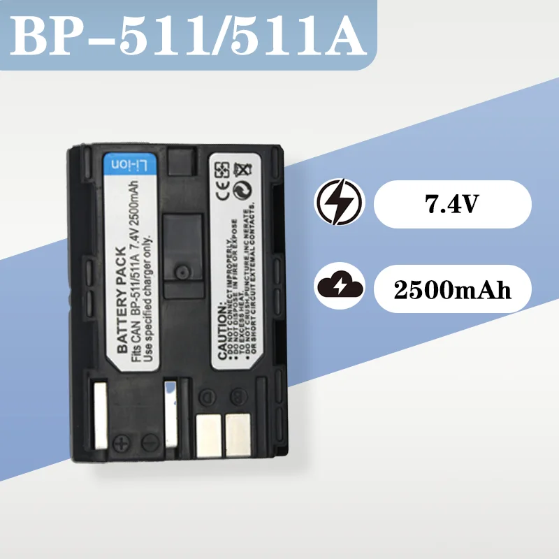 

BP-511A Battery 7.4V 2500mAh Replacement for Canon EOS 10D 20D 40D 50D 300D DSLR Cameras