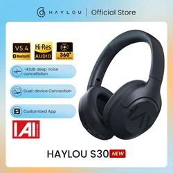 [29€-3€ Code:FSES03] HAYLOU S30 Auriculares Inalámbricos Bluetooth 5.4 43dB Auriculares Adaptativos con Cancelación de Ruido 40mm Driver 80H Playtime Earphones