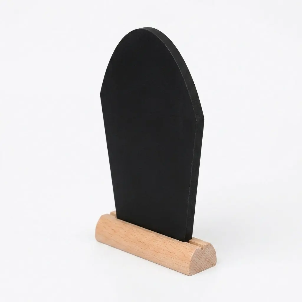 2Pcs Mini Desktop Tombstone Blackboard Ornament Wooden Chalkboard Sign Erasable Writing Board for Wedding School Notice Decor