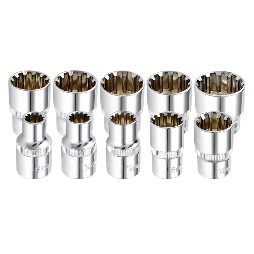 12 titik kepala soket pendek 8-32mm krom Plating baja Vanadium krom kunci pas soket adaptor Bit baru