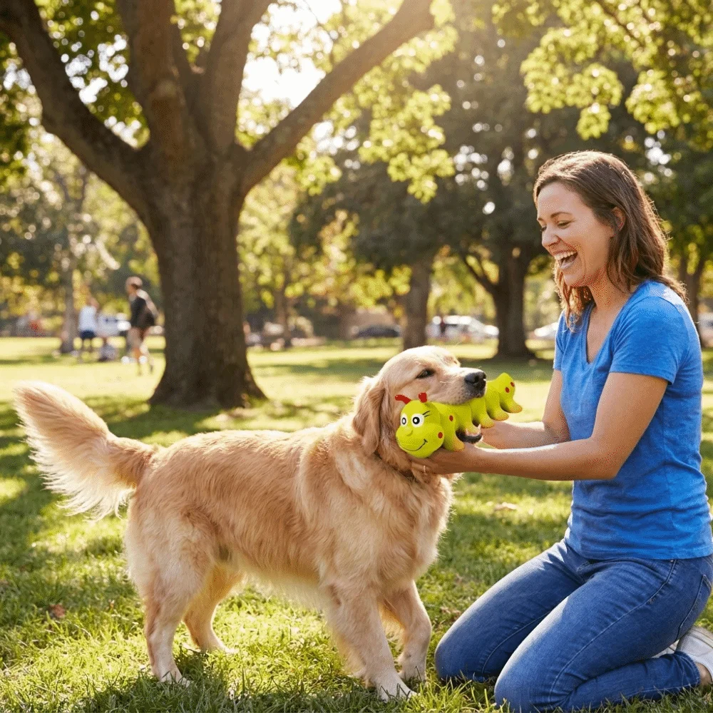 Interactive Latex Dog Chew Slow Rebound Caterpillar Shape Pet Squeaky Sounding Sound-Producing Training
