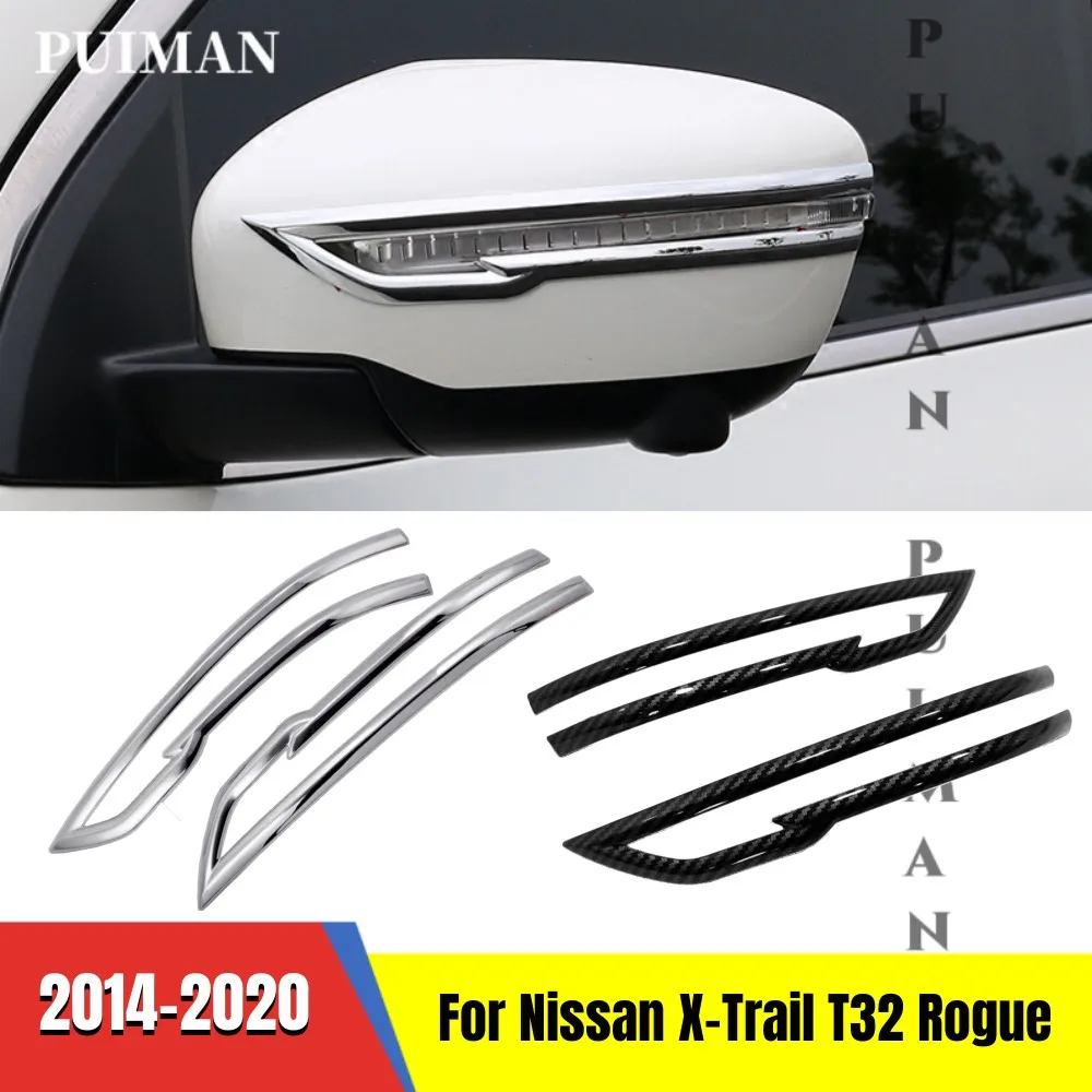 

For Nissan X-Trail XTrail T32 Rogue 2014-2020 ABS Chrome Car Rearview Mirror Decoration Cover Trim Strip Car Styling Accessories