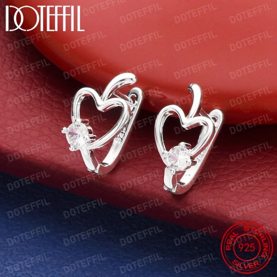 Exquisite 925 Sterling Silber Durchbrochene Herzförmige Zirkonia-Ohrringe für Damen, Modisches Hochzeitsgeschenk-Schmuckstück