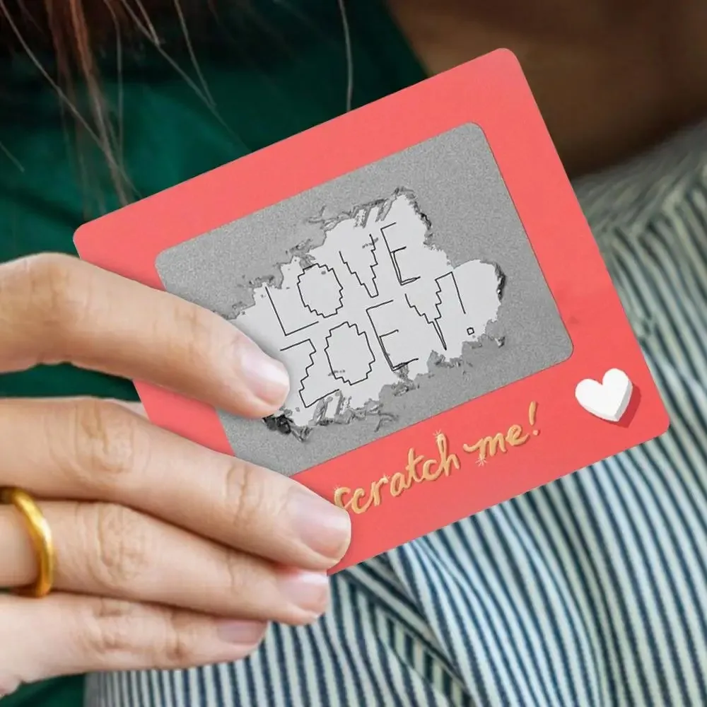 10 قطعة DIY بها بنفسك عيد الحب خدش بطاقة الأحمر القلب نمط الحب قسيمة مستطيلة ورقة الذكرى لعبة تذاكر الزفاف #1