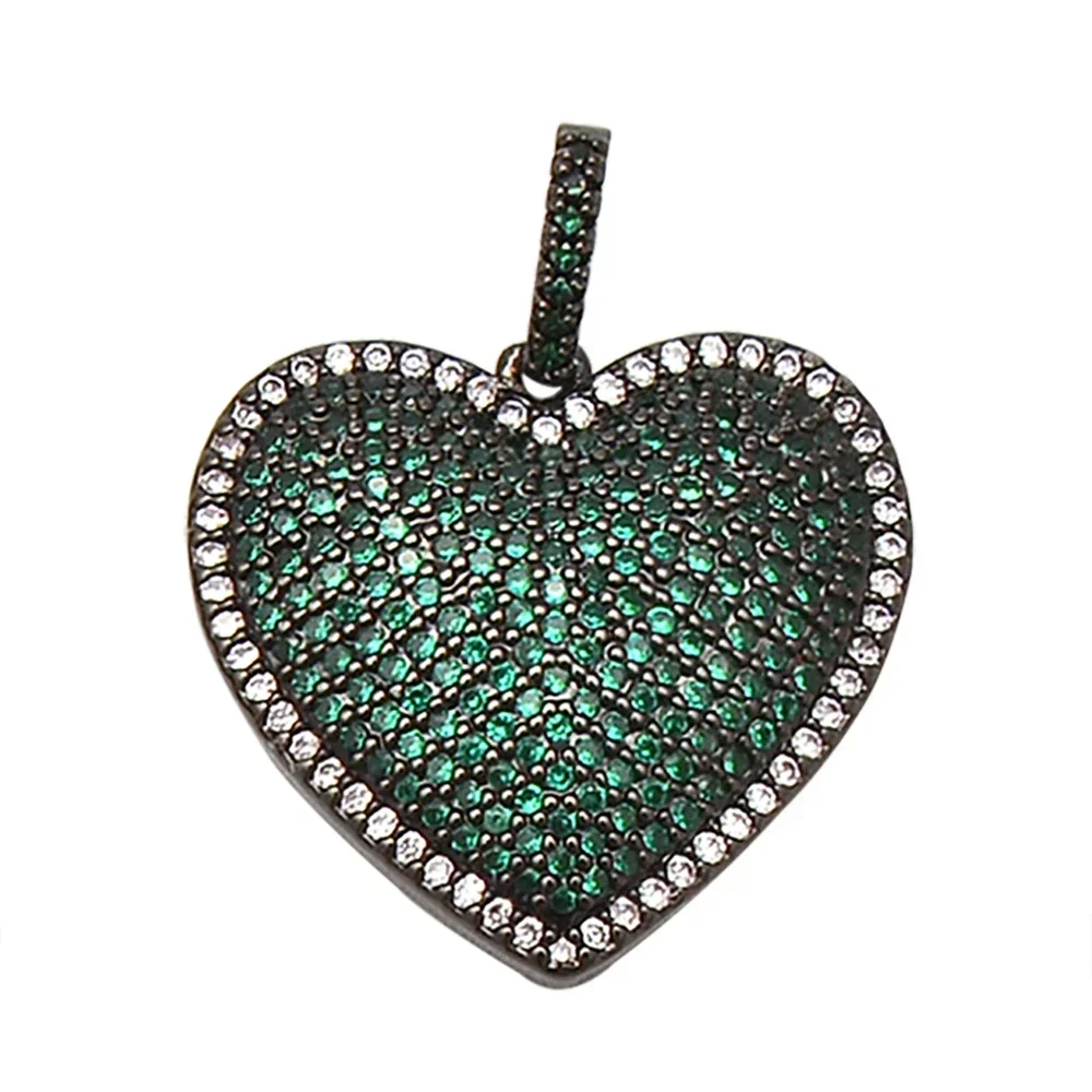 Necklace for Women Pave Zircon Convex Heart Pendant Earrings Chains Jewelry Making Supplies Plating Brass Accessories 1 Pieces