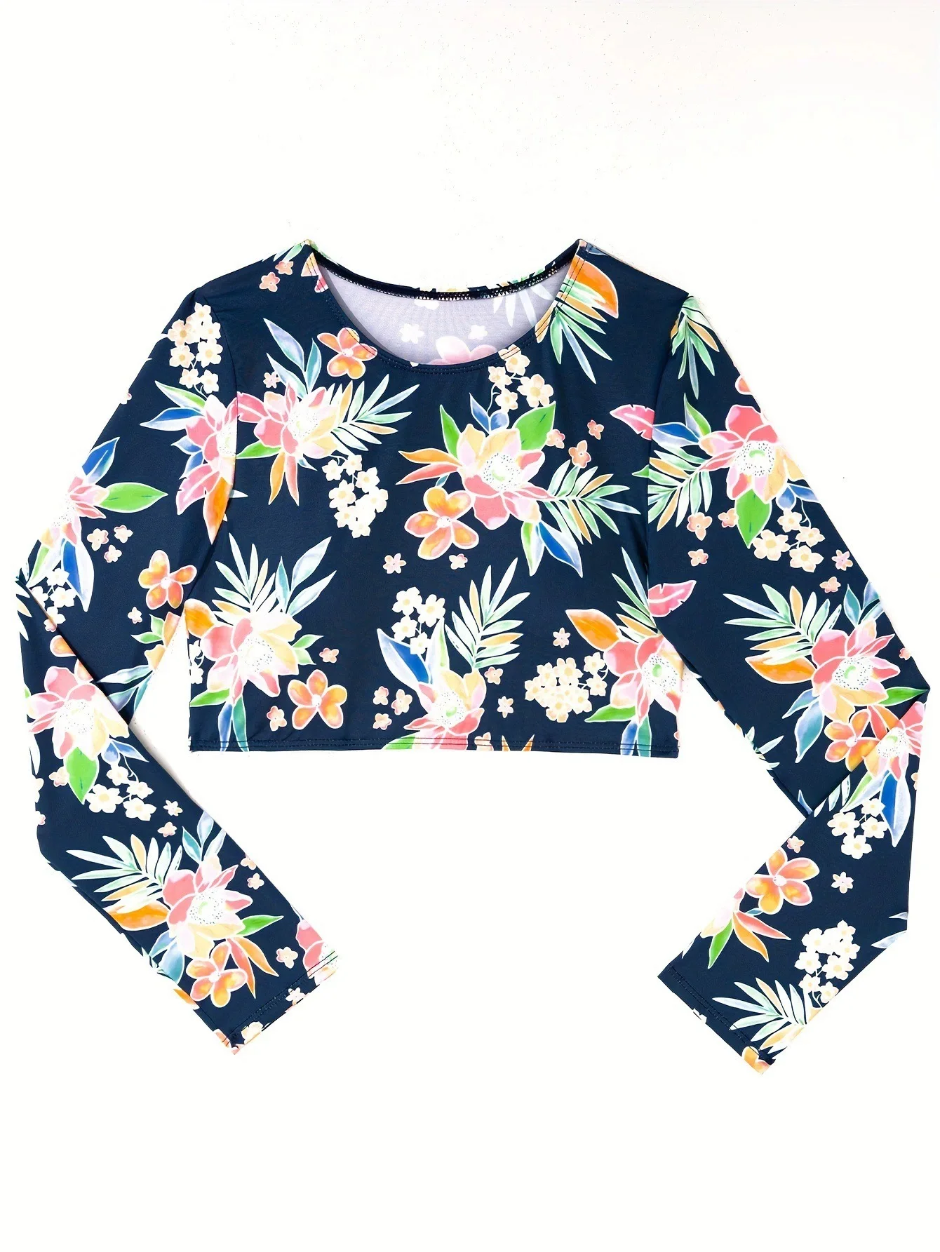 Beach Tunic Women's Long Sleeve Swimsuit Sexy Printed Conservative Swimwear Set Two Piece Shirts Suit Floral Boho Swimming Suit