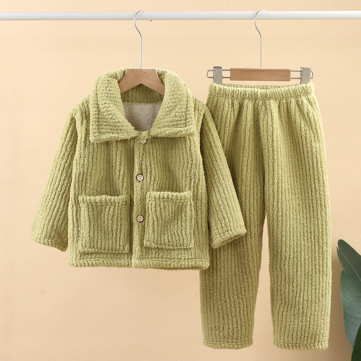 Winter Baby Kid Pajamas Plus Velvet Thicken Girl Boy Homewear Thermal Underwear Three Layers Of Warmth Children Clothes Set