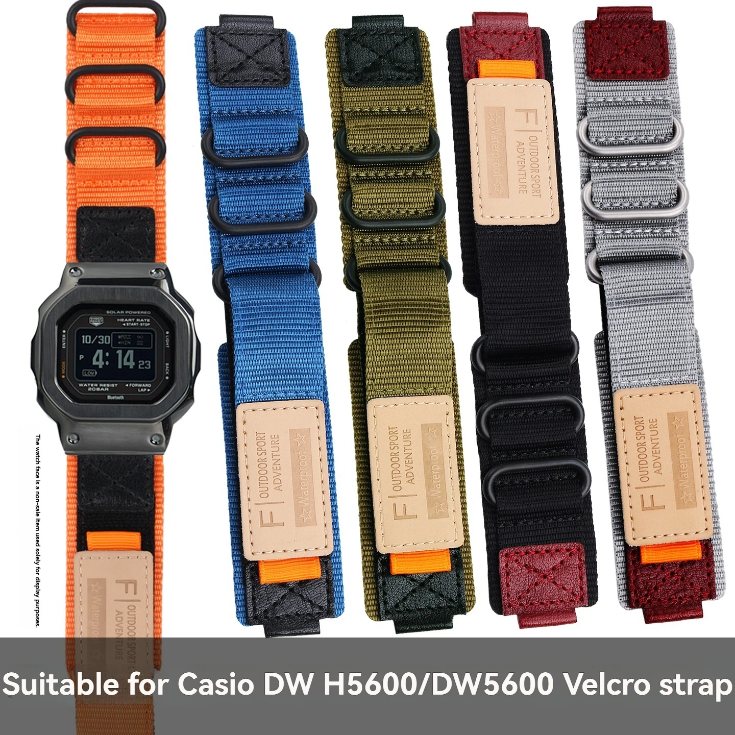 For Casio Small Square DW H5600/DW5600/GW-M5610/GW-5000 Upgraded and Modified Breathable Nylon Strap Adhesive Buckle Accessories
