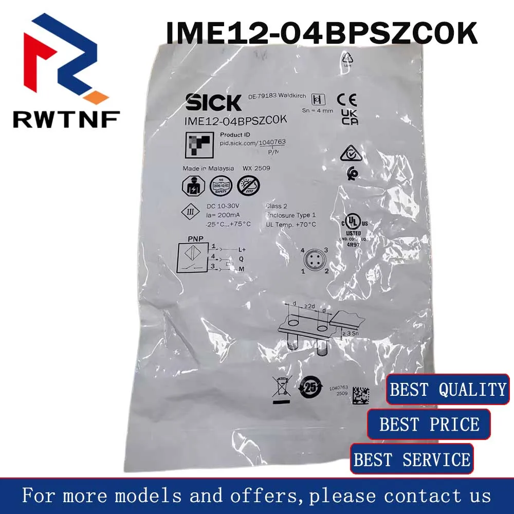 Sensor de Proximidade SICK PNP IME12-04BPSZC0K Original Novo, Saída PNP, 1040763, 100% Original, Estoque de Armazém