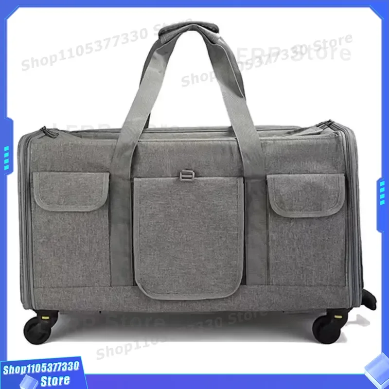 Portable Pet Carrier Bag with Wheels Breathable Detachable Design for Puppy Cat Outdoor Travel Wholesale Large Capacity