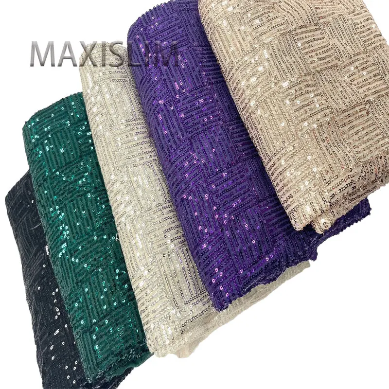 

European And American Style 3MM Slightly Stretchy Mesh Sequin Fabrics Suit Evening Dress DIY Fashion Design Fabric Wide：125CM