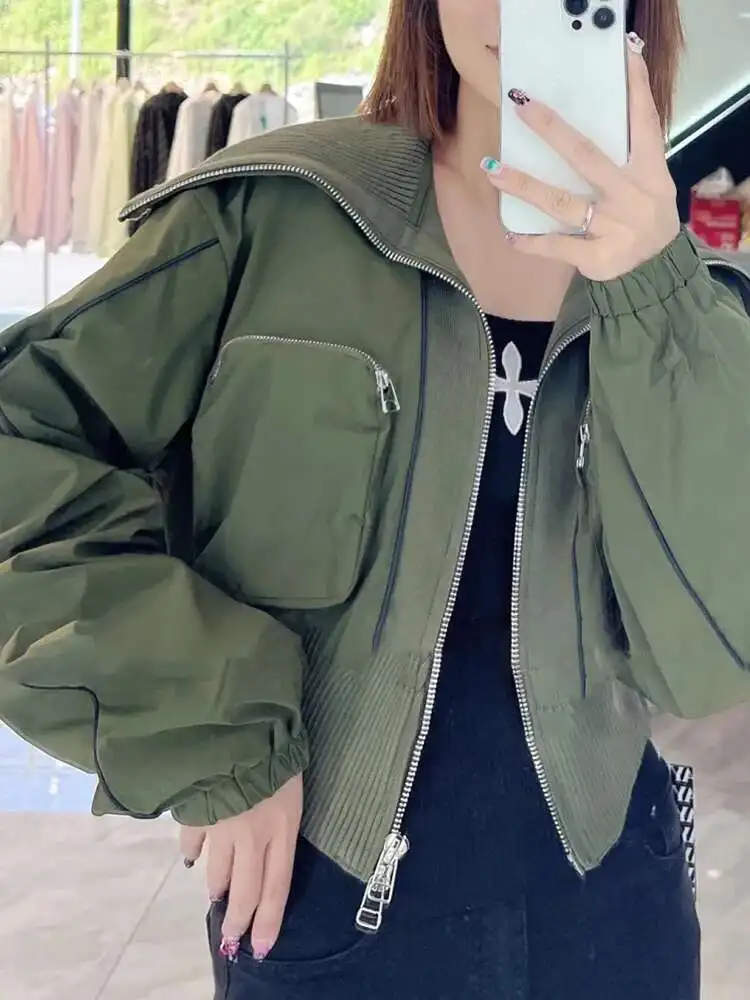 CiCi التلبيب كم طويل تقسم الحياكة معطف خمر الإناث موضة جديدة الصلبة المرقعة جيوب التخسيس معاطف للنساء