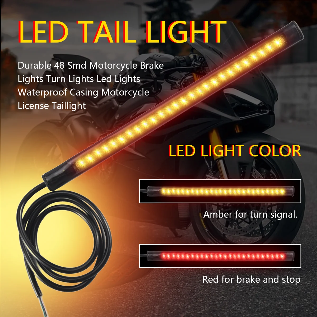 

Прочные 48 Smd стоп-сигналы для мотоциклов, поворотные фонари, светодиодные фонари, водонепроницаемый корпус, задний фонарь для лицензии мотоцикла, JAM
