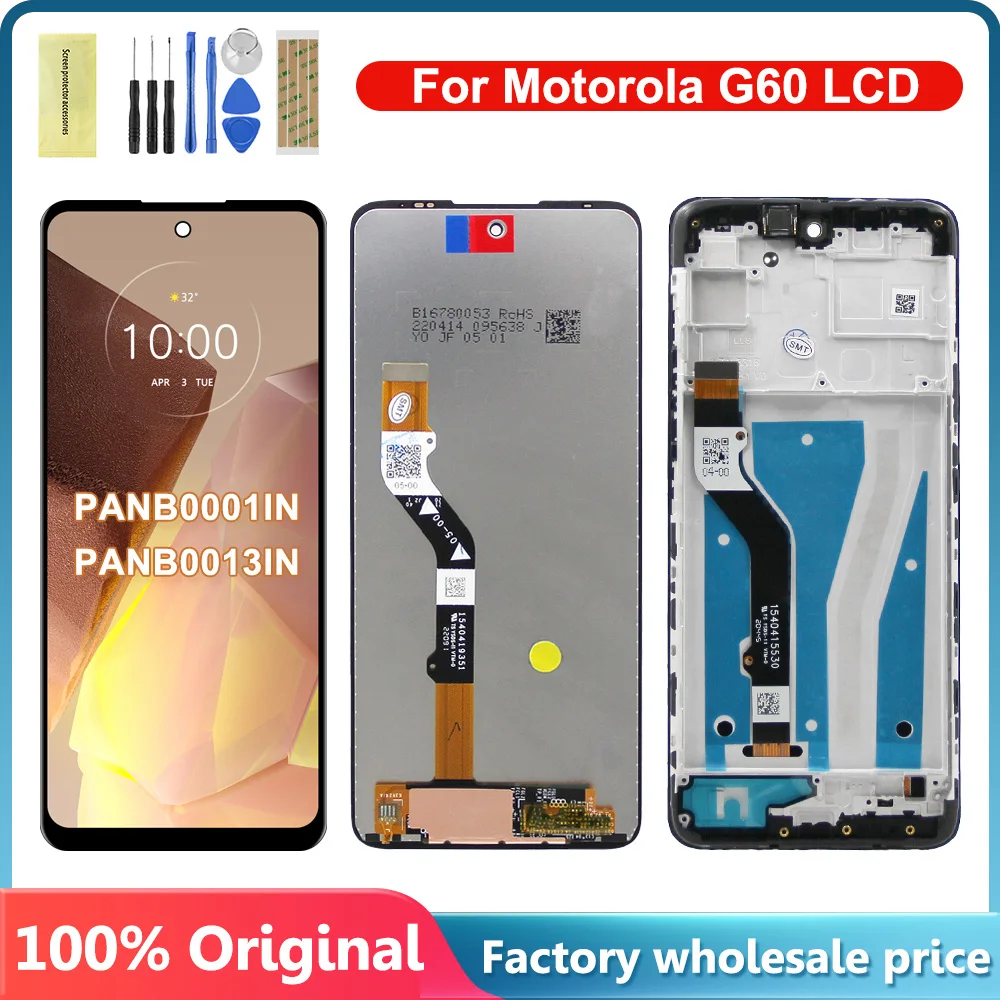 

6.8'' Original For Motorola Moto G60 LCD with Frame Display Touch Screen For Moto G60 LCD PANB0001IN, PANB0013IN display Replace