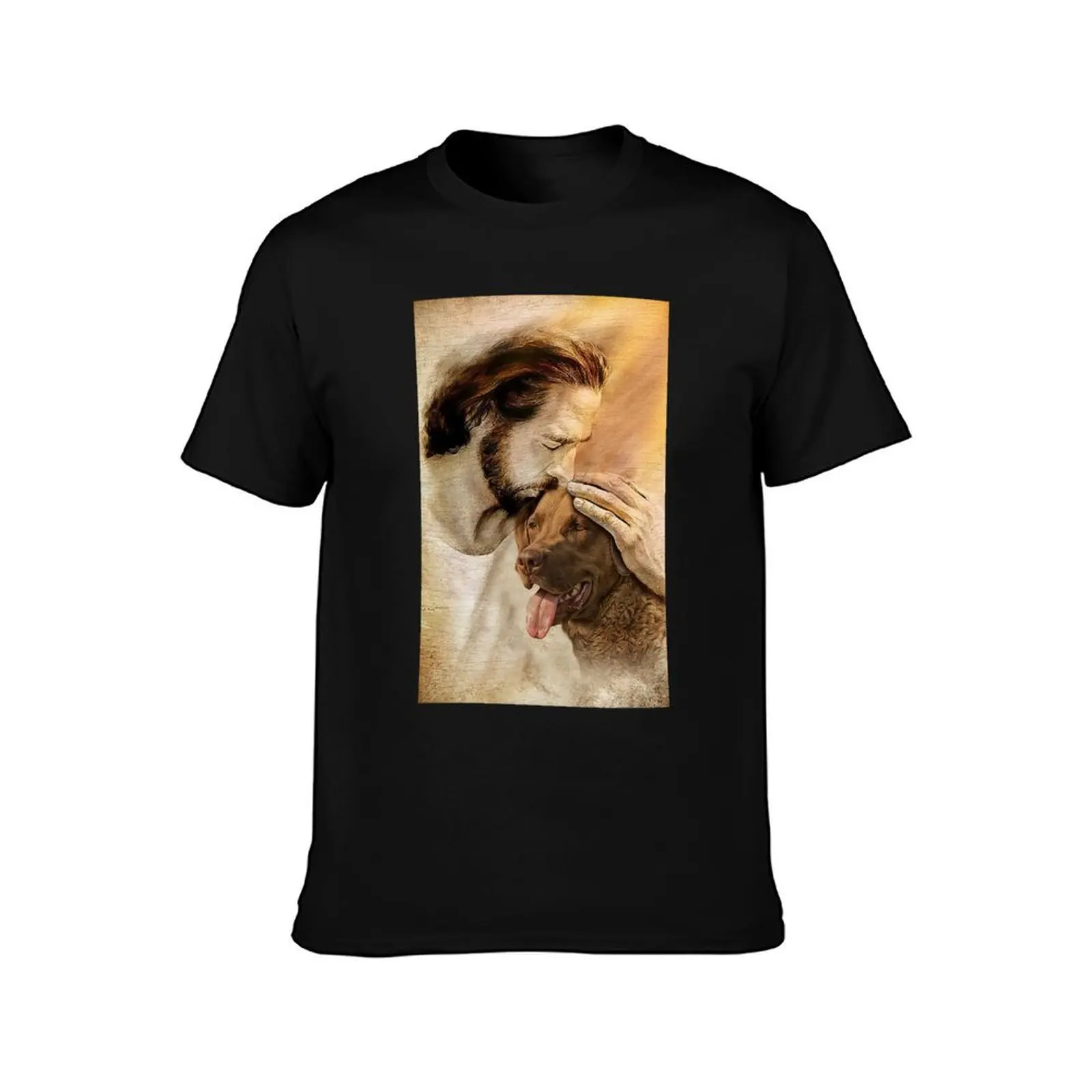 Jesus with lovely Chesapeake Bay Retriever - for Chesapeake Bay lover T-Shirt Minimalist Plain Crew Neck T-Shirt