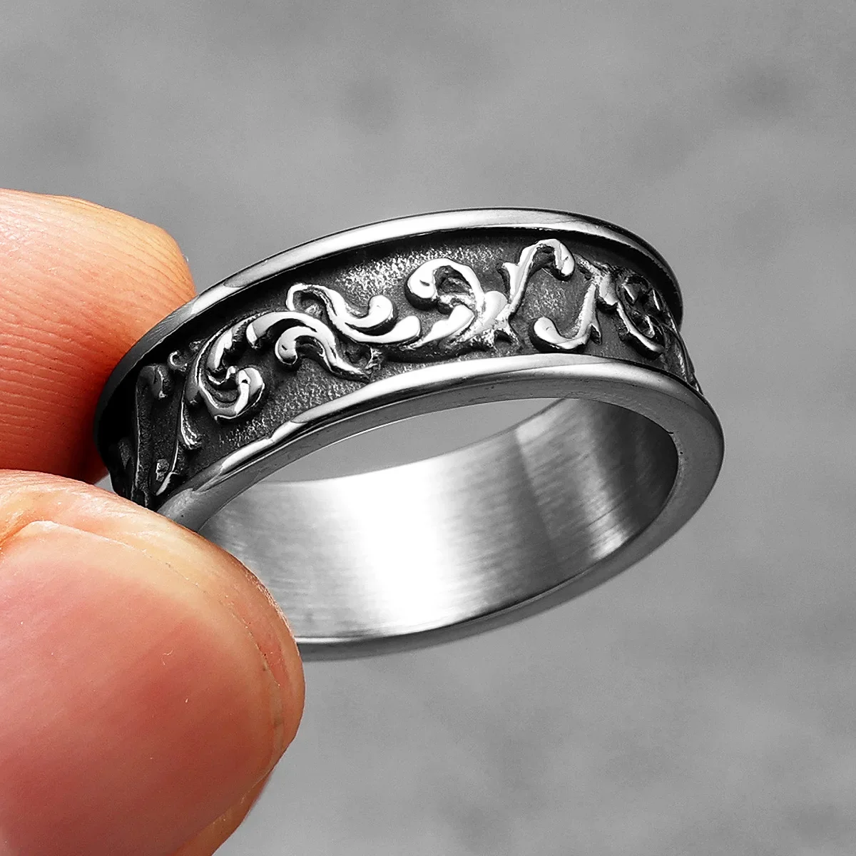 Aesthetic Flower Wreath Men Rings Stainless Steel Retro Punk Gothic NeW Rock Women Jewelry Fashion Accessories Gift Wholesale