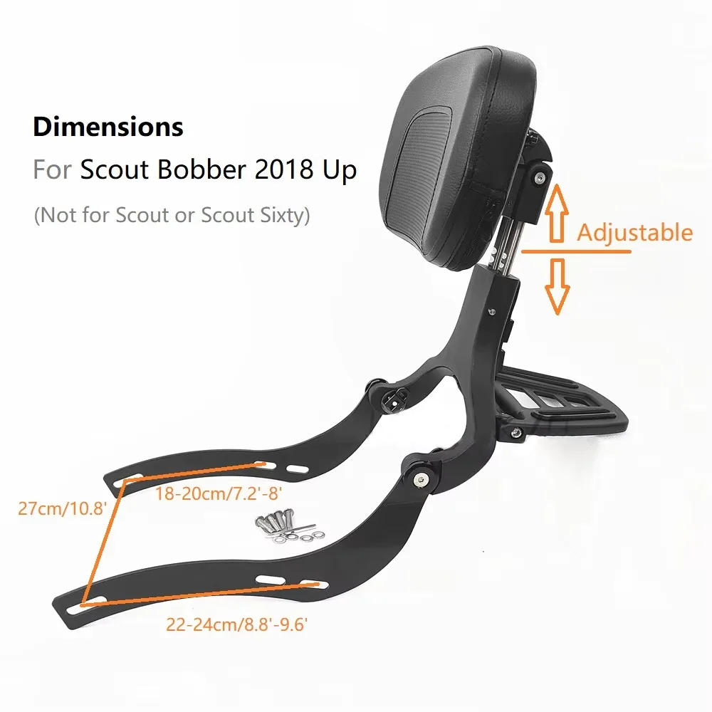 Rider Driver Sissybar Passenger Backrest For Indian Scout Bobber 2018-2024 Twenty Sixty Sissy Bar Back Rest