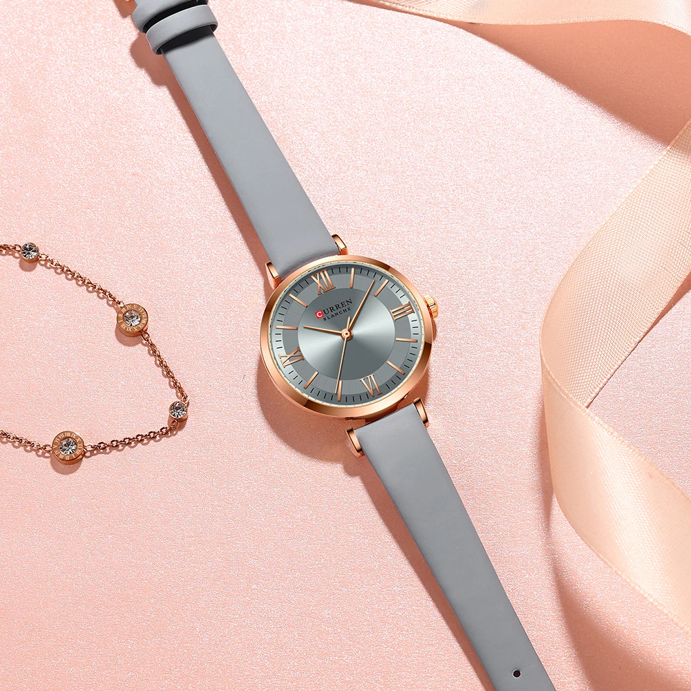 CURREN Luxury Women's Watch Stylish Leather Strap  Quartz Movement Casual Elegant Ladies Wristwatch Fashionable Design with Box image 3