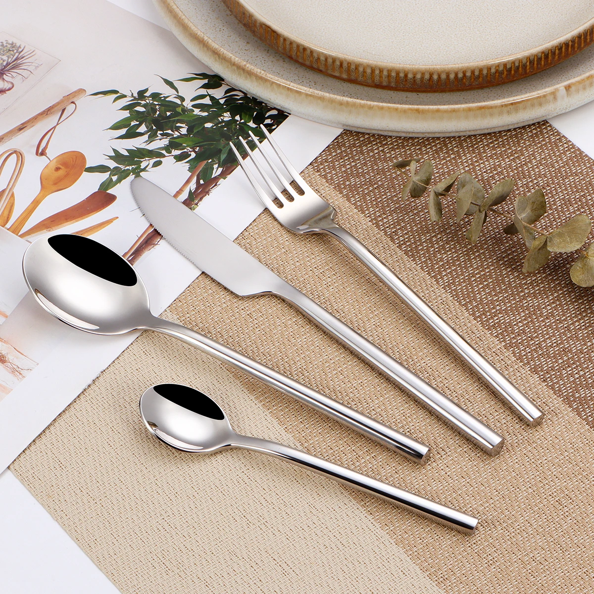 4/5/12/16/20/24Pcs Sliver Tableware Stainless Steel 304 Cutlery Mirror Elegant Dinner Set Western Knife Fork Flatware Sliverware
