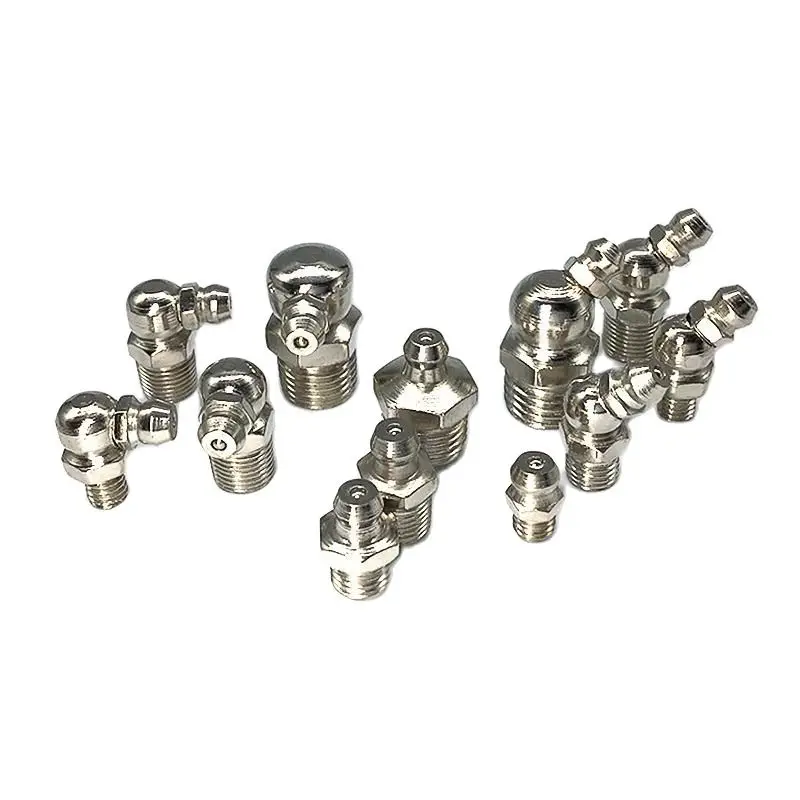 10pcs Metric Male Thread Straight Elbow Type Oil Zerk Fitting for Grease Gun F0006 Stainless Steel Grease Nipple SS201 SS304