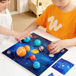 3D Eight Planets Puzzle Early Learning Wooden Solar System Planet Educational Puzzle Kids Science Cognition Teaching Toys