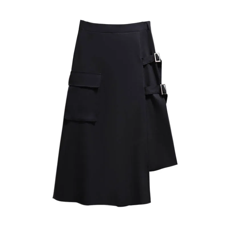 150Kg Plus Size Women\'s Summer Loose Solid High Waist Stitching Irregular A-Line Skirt Hip 160cm Black 5XL 6XL 7XL 8XL 9XL