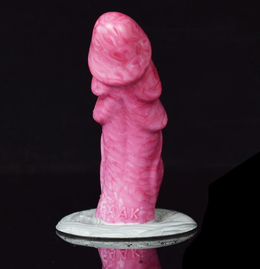 FAAK Gory Raw Meat Color Dog Dildo With Suction Cup Ribbed Animal Penis Curved Anal Plug G-spot Stimulate Sex Toy Shop