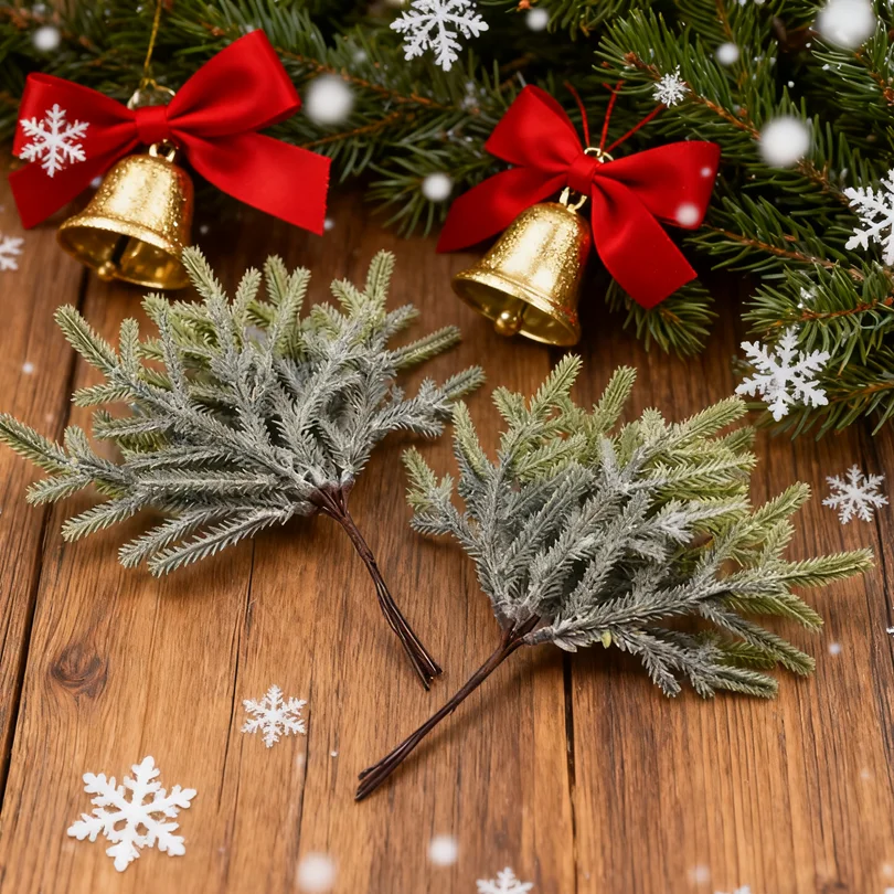 6 Teile/paket Künstliche Pflanzen Gefälschte Kiefer Vasen Weihnachten Dekorationen Hause Hochzeit DIY Geschenke Box Kranz Sammelalben Kunststoff Blumen
