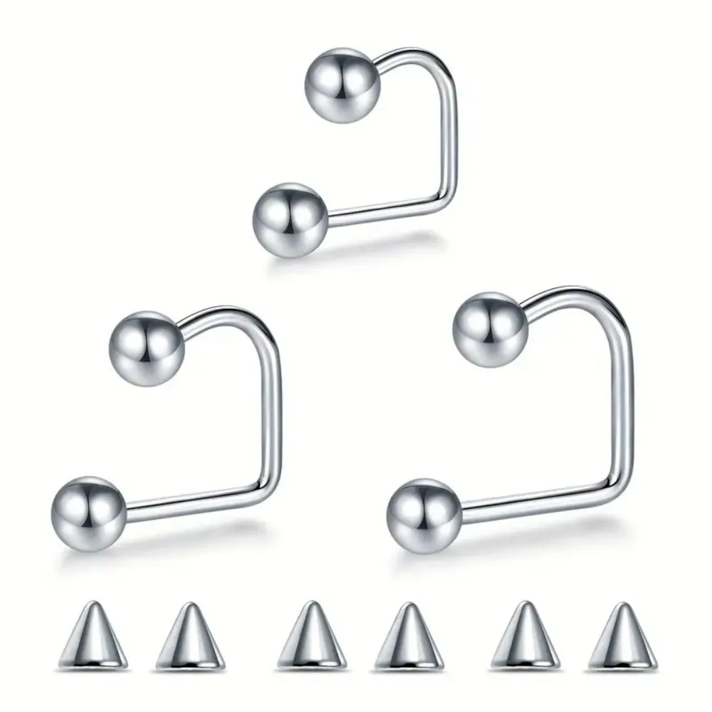 1 زوج من 16 جرام الفولاذ المقاوم للصدأ الشفاه مونرو ميدوسا الأذن ثقب الكرة مخروط ليبي حلقة Labret U-شكل حلقة ثقب المجوهرات 8 مللي متر 10 مللي متر