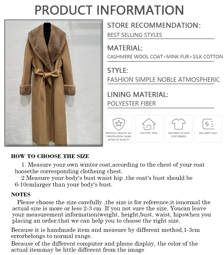 Veste en mélange de laine pour femmes, manteau en laine avec ceinture assortie, manteau de luxe en cachemire pour femmes, nouveau Style