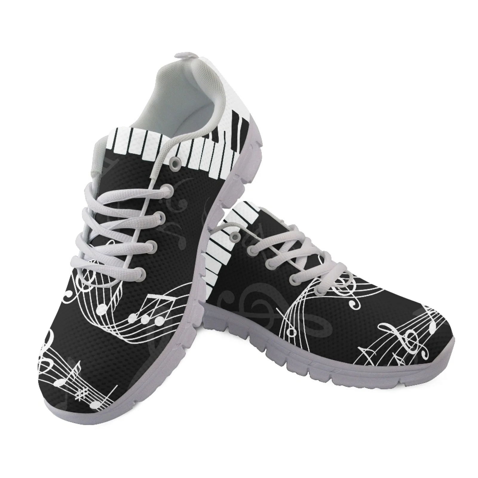 Coloranimal Casual Breathable Athletic Tennis Shoe for Men Women Tennis Shoes for Outdoor Black Music Notes