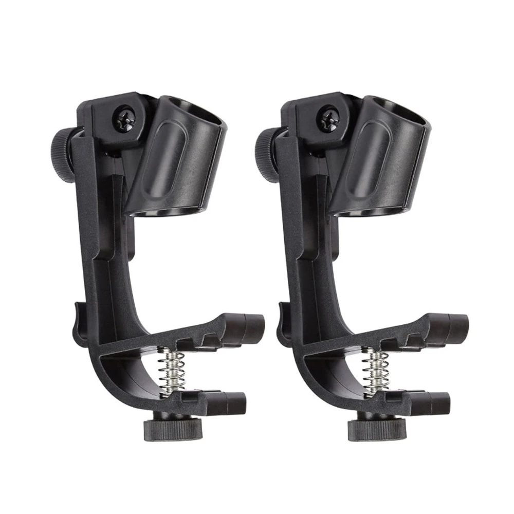 2PCS Drum Microphone Clip Adjustable Height Drum Rim Mic Clips Shockproof Drum Microphone Mount Clamp 5.12 inches