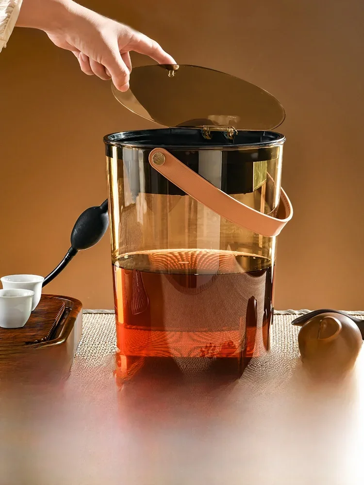 Office Tea Table Transparent Tea Water Bucket Waste Water Bucket Dry Wet Separation Tea Leaf Filter Tea Dregs Bucket Nordic S...