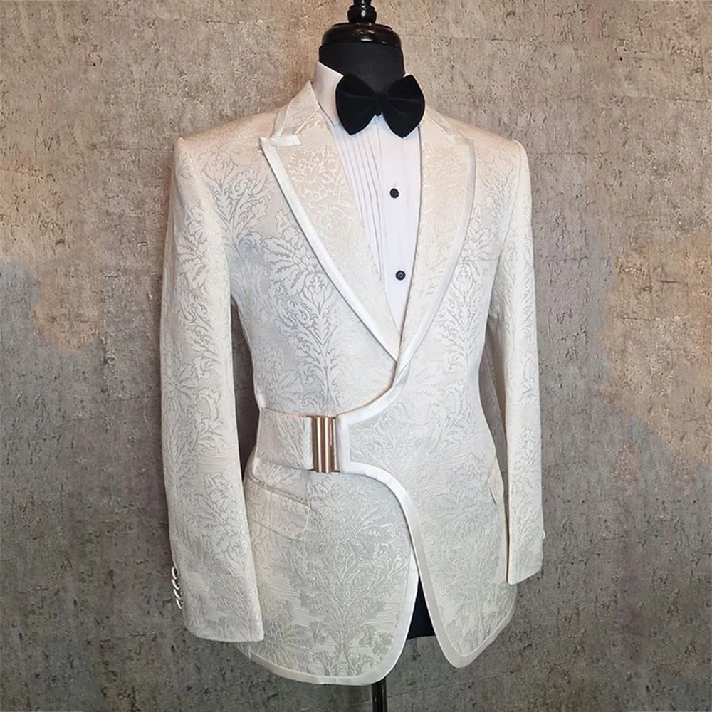 Luxury Men's Suits 2 Pieces Jacket Pant Sets Formal Occasion Peak Lapel Outfits Customize Male Wedding Banquet Prom Clothing