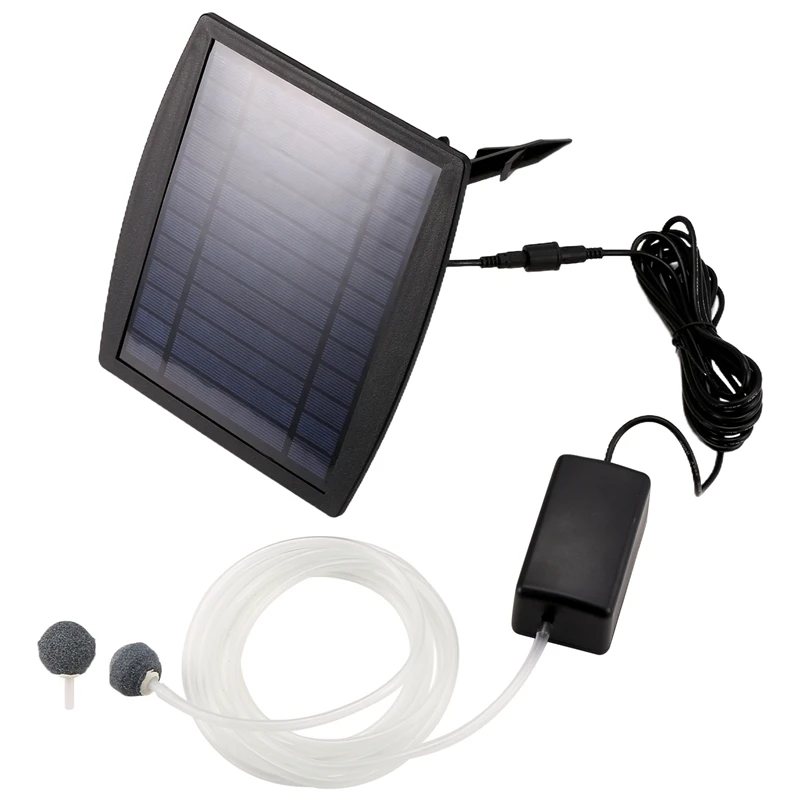 

Aquarium Air Pump Oxygenator, 2.5W Solar Air Pump With 2 Air Bubble Stones, Solar Pond No Noise Solar Aerator For Pond