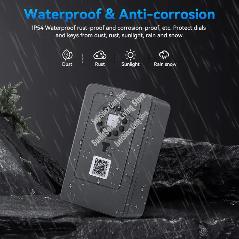 

Bluetooth Fingerprint Password Key Lock Box Waterproof Wall Mounted Door Hanging Safe Deposit Box For OKLOK Management-A45M